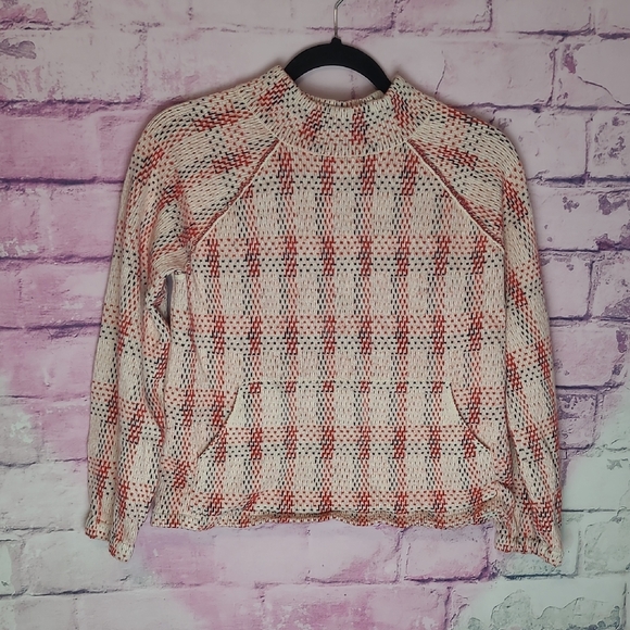 ANTHRO FIELD FLOWER WOOL SILK GEOMETRIC PRINT KNIT MOCK NECK SWEATER XS - Picture 1 of 10